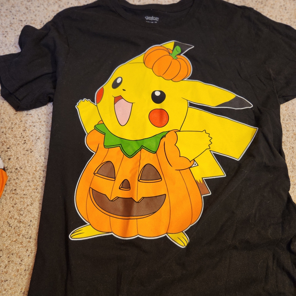 Nintendo Pikachu Pumpkin T-Shirt - Black and Orange